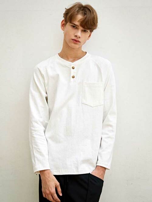 기장 편차 라그랑 헨리넥 티셔츠 CXS23FKRT980