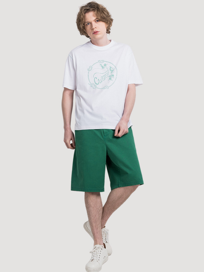 써클 크랙 로고 프린트 남자 라운드 반팔 티셔츠 CXS25MKRT608 WHI