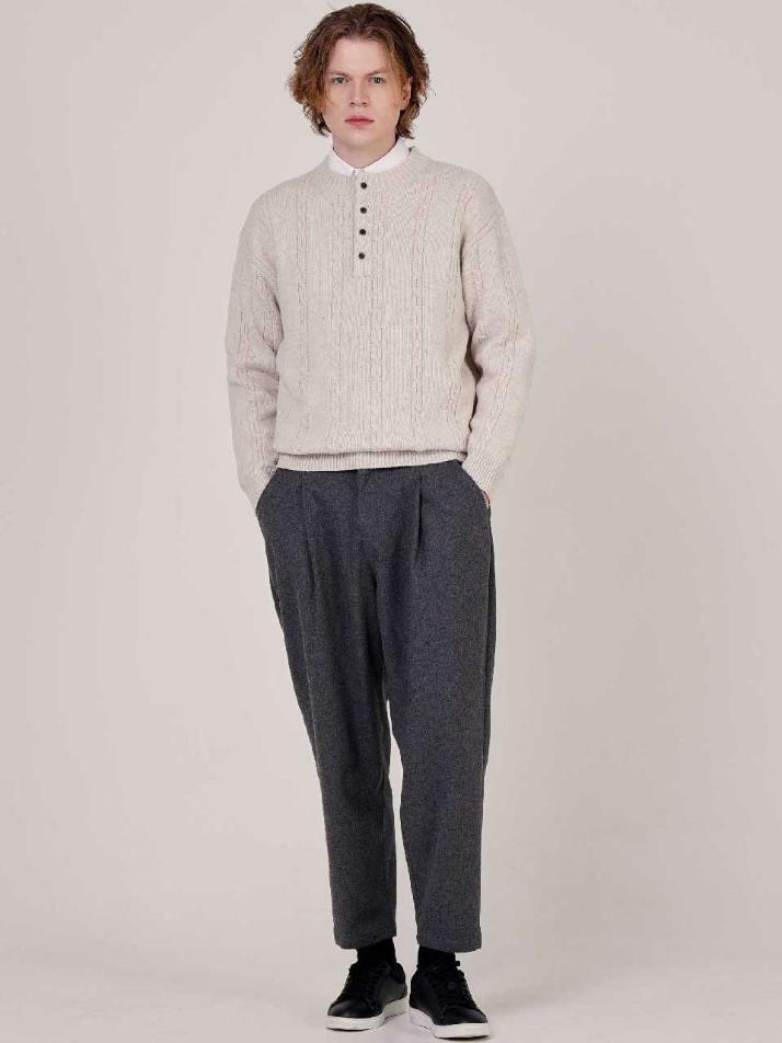 남자 울혼방 케이블 헨리넥 니트 CXS25WSRTC25 IVY