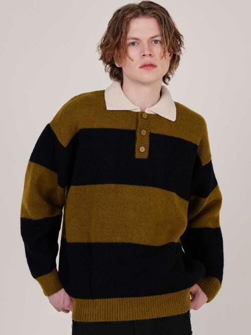 남자 울혼방  단가라 럭비 카라니트 CXS25WSKTC26 KHA