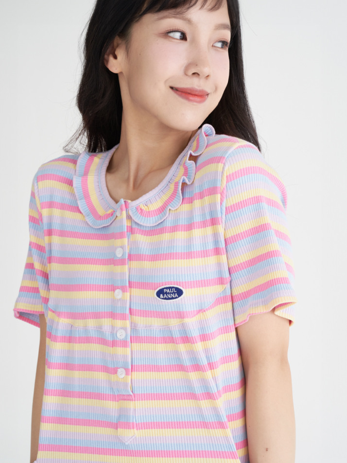 폴앤안나 마시멜로 반소매 골지 원피스