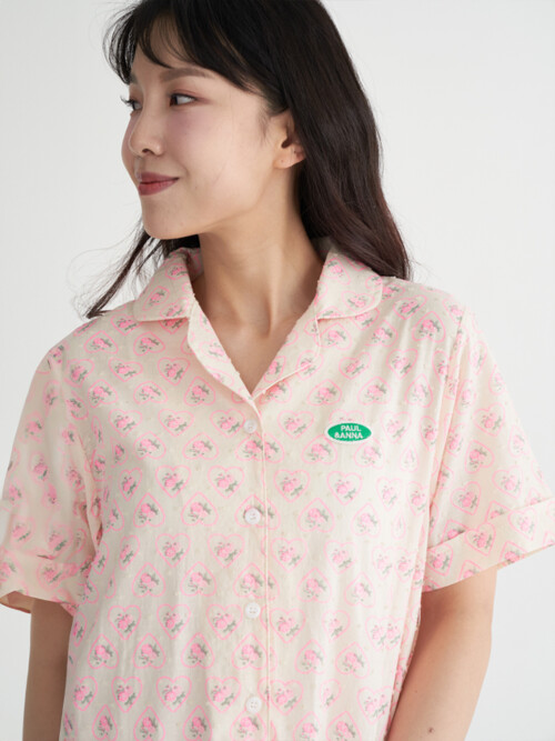 폴앤안나 앤하트 플라워 셔츠 원피스 (핑크)