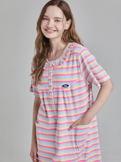 폴앤안나 마시멜로 반소매 골지 원피스