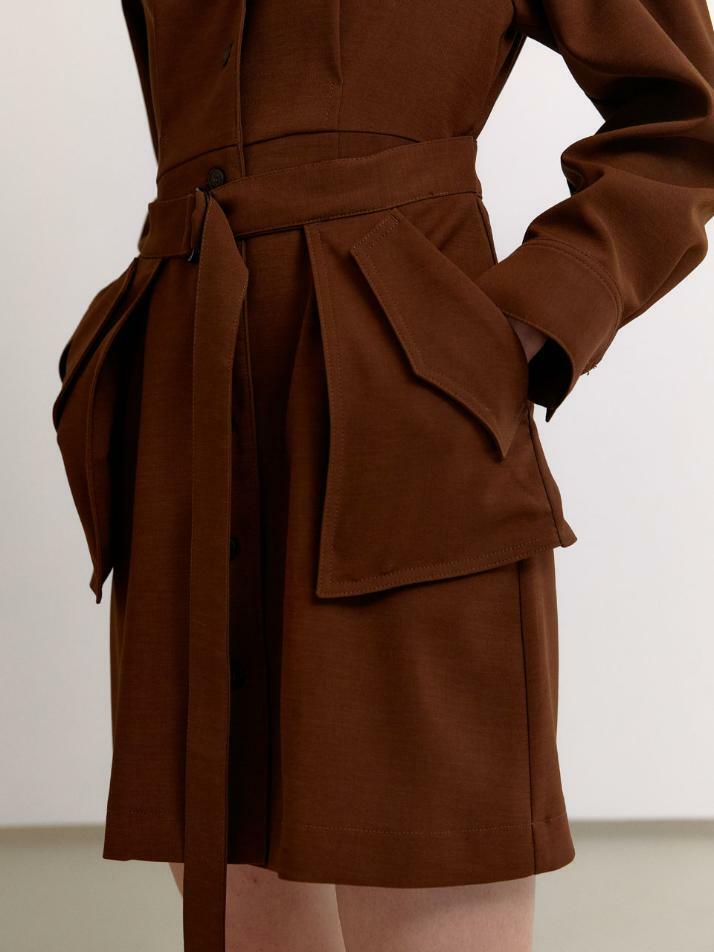 GROA DRESS, CINNAMON BROWN
