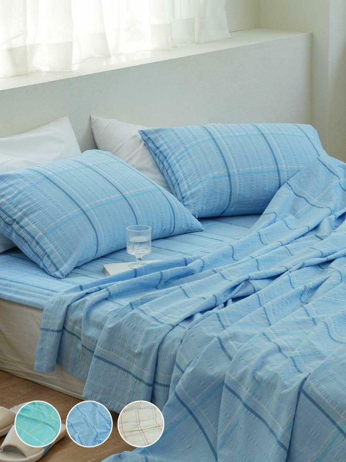 자연이 주는 시원함, 면 시어서커 여름 홑이불 세트 SS/Q 3colors