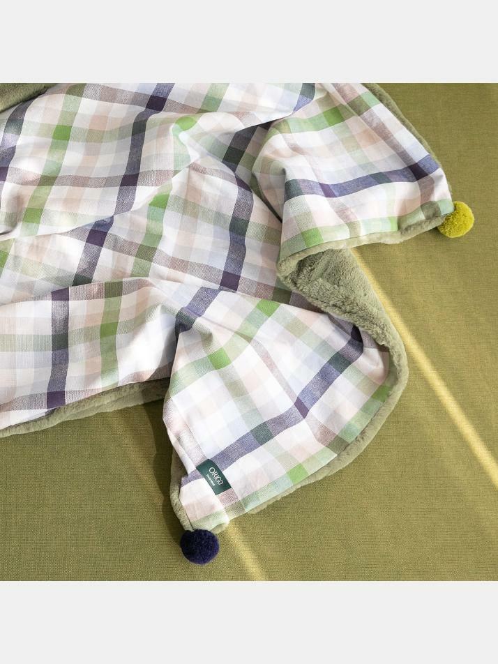 극세사 벨보아 니트방울 블랭킷 윌로우 체크