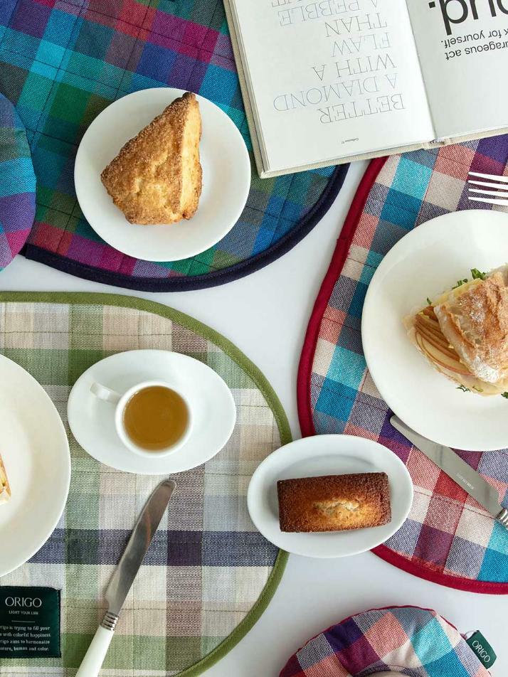 테이블매트 체크 오가닉코튼 3color