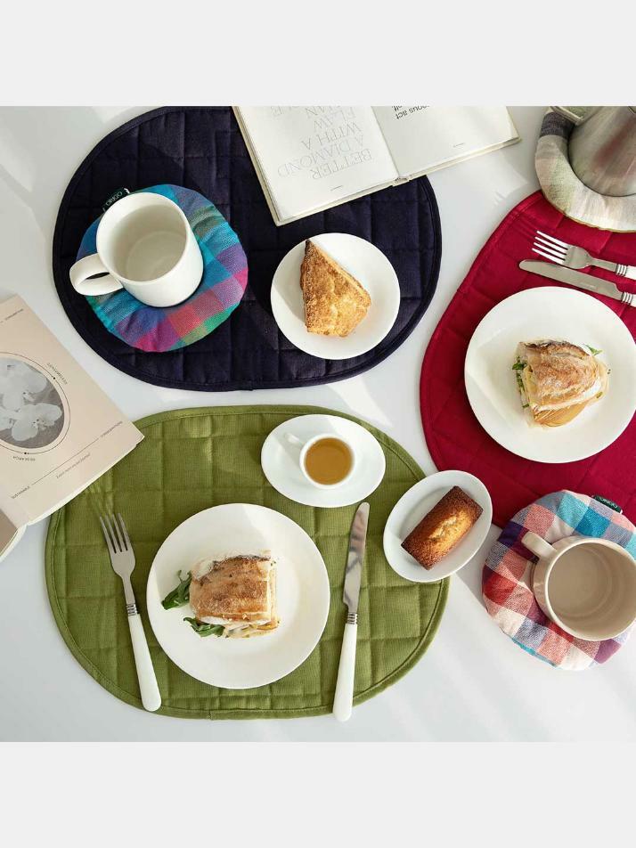 테이블매트 체크 오가닉코튼 3color