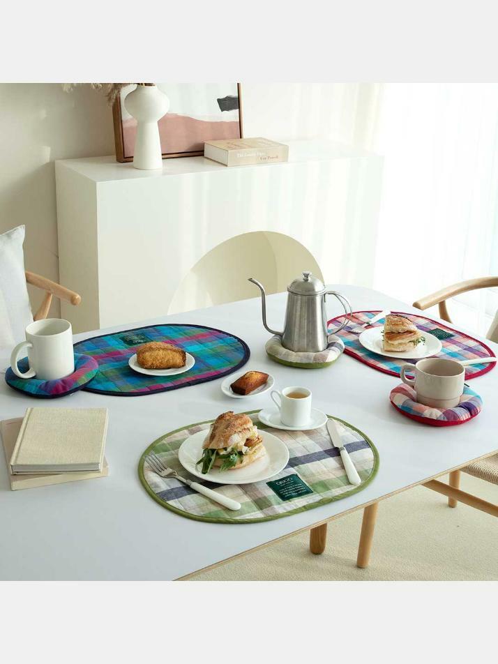 테이블매트 체크 오가닉코튼 3color