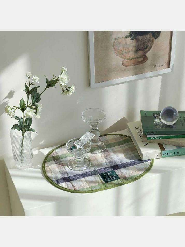 테이블매트 체크 오가닉코튼 3color