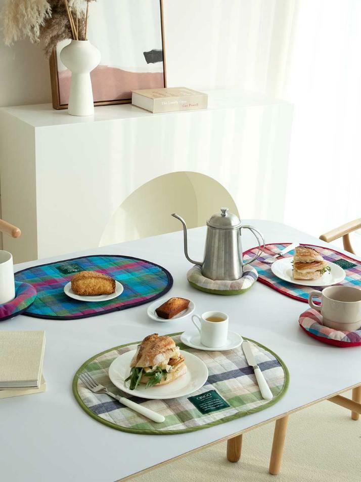 테이블매트 체크 오가닉코튼 3color