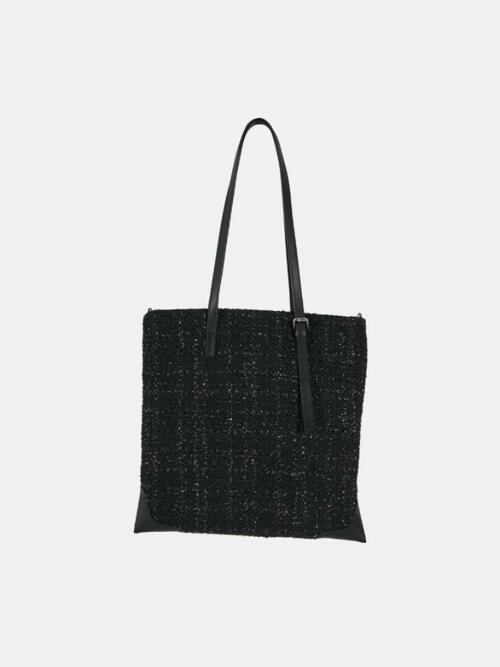 트위드 스퀘어백 샤인 블랙