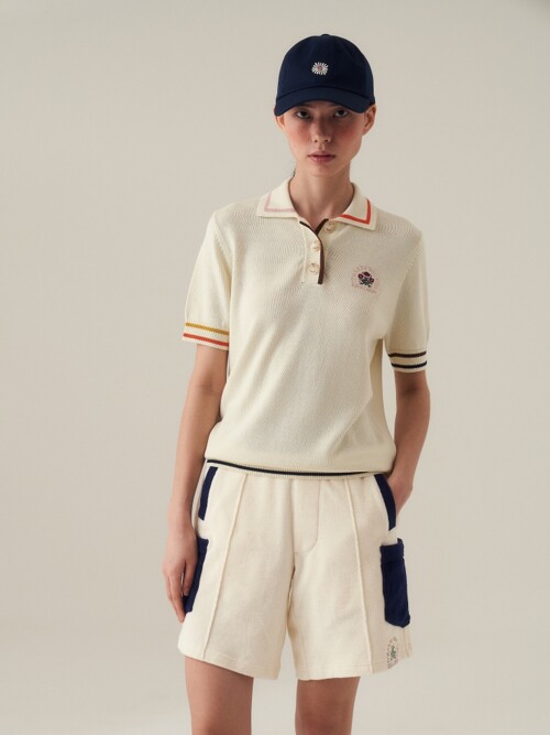 Knit polo (cream)