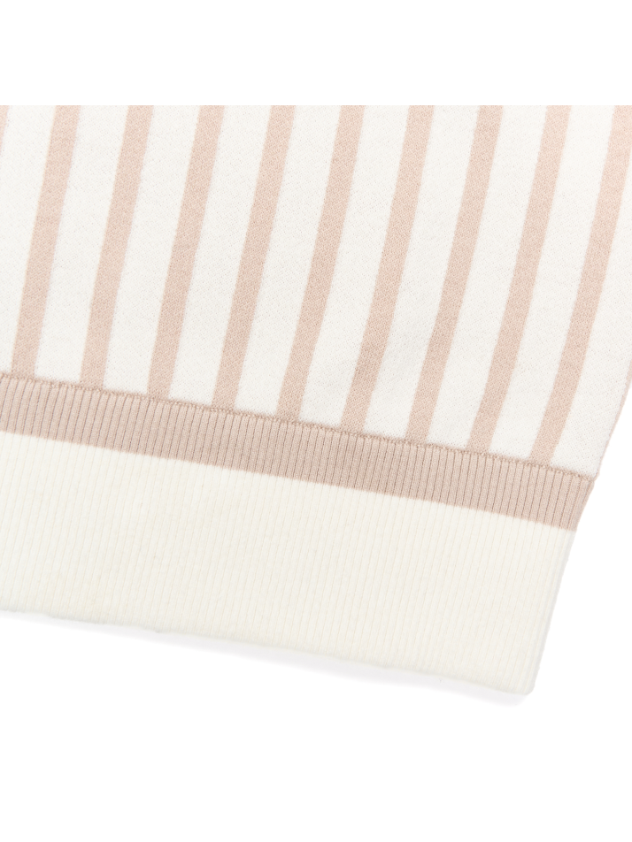 STRIPE POLO SWEATER (LIGHT BEIGE)