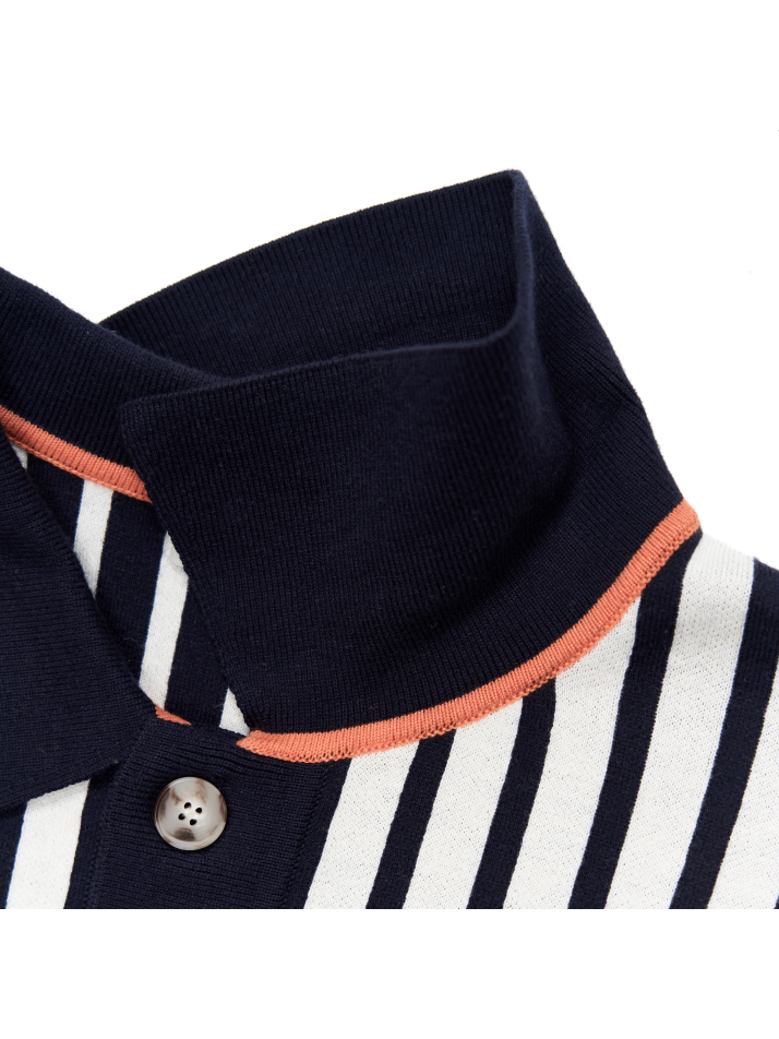 STRIPE POLO SWEATER (OATMEAL NAVY)