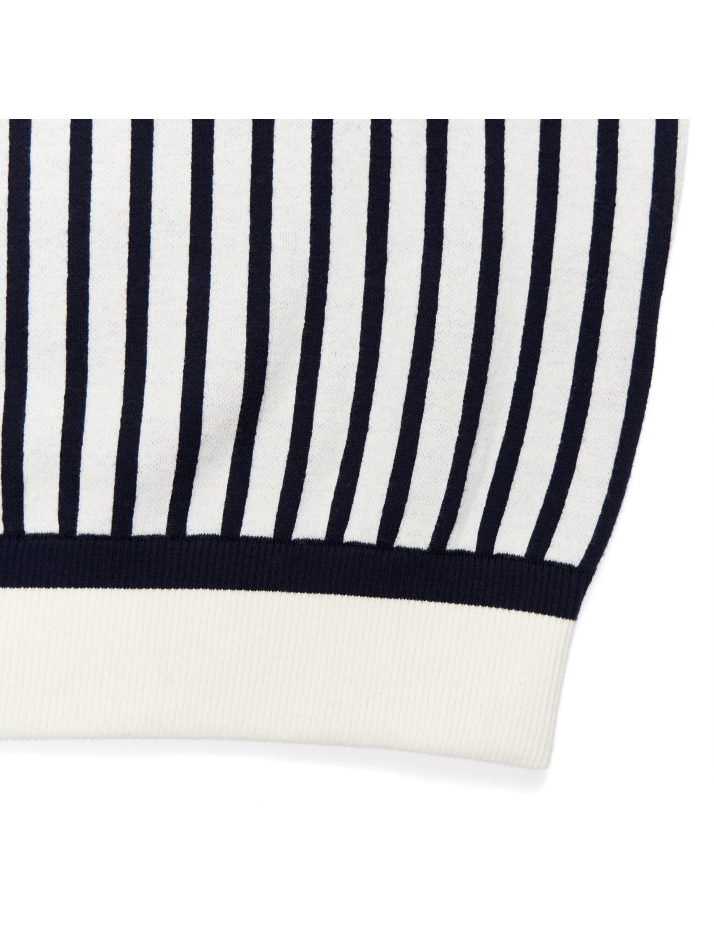 STRIPE POLO SWEATER (OATMEAL NAVY)