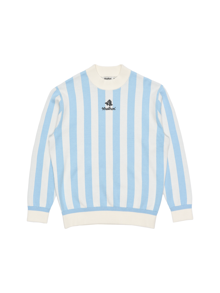 STRIPE MOCK-NECK SWEATER (LIGHT BLUE)