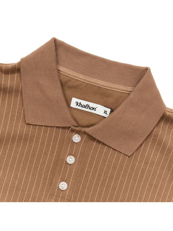 STRIPE POLO (CAMEL)