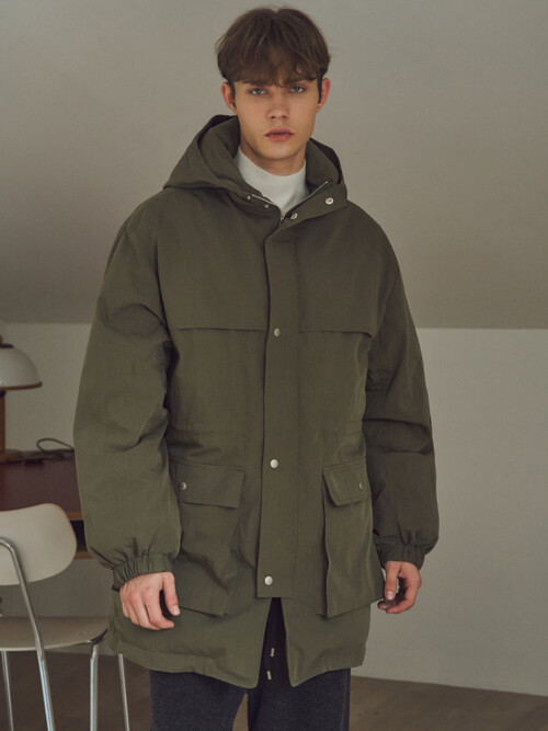 에어리 컴포트 후드 패딩 자켓_KHAKI