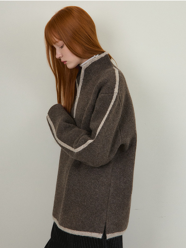 W/올웨이즈 아란 브러쉬드 하프 집업 니트 3COLOR