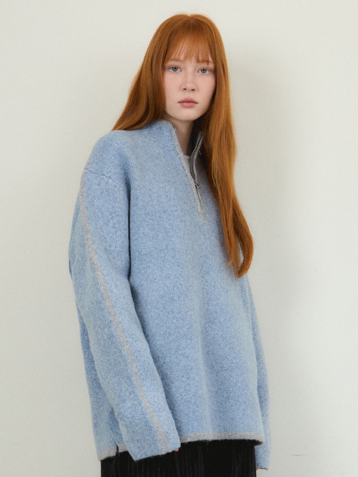 W/올웨이즈 아란 브러쉬드 하프 집업 니트 3COLOR