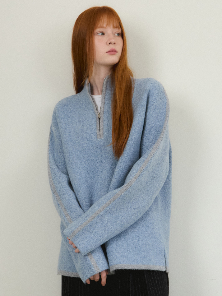 W/올웨이즈 아란 브러쉬드 하프 집업 니트 3COLOR