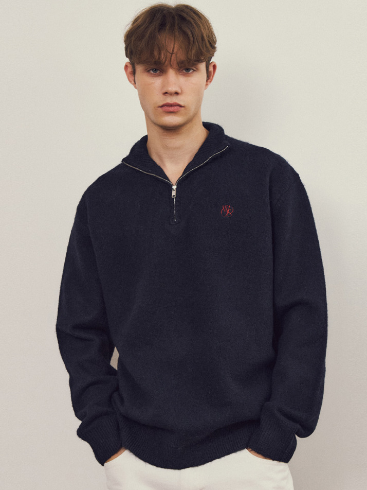 올웨이즈 니들 브러쉬드 하프 집업 니트 3COLOR