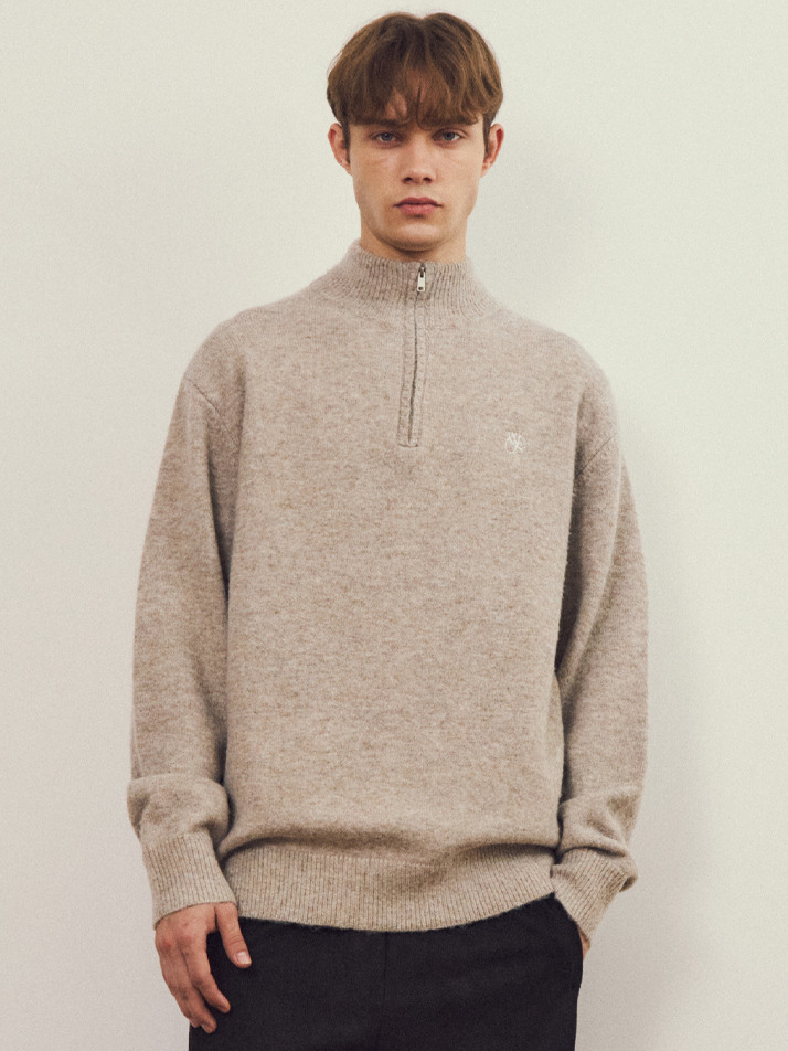 올웨이즈 니들 브러쉬드 하프 집업 니트 3COLOR