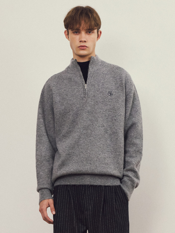 올웨이즈 니들 브러쉬드 하프 집업 니트 3COLOR