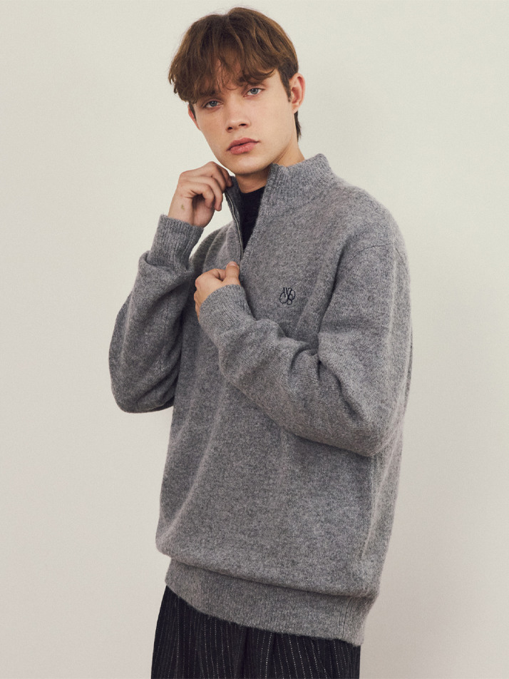 올웨이즈 니들 브러쉬드 하프 집업 니트 3COLOR