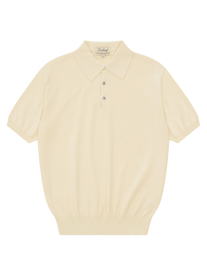 Essential Short Sleeve Polo Knit (Ecru)