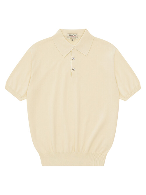 Essential Short Sleeve Polo Knit (Ecru)