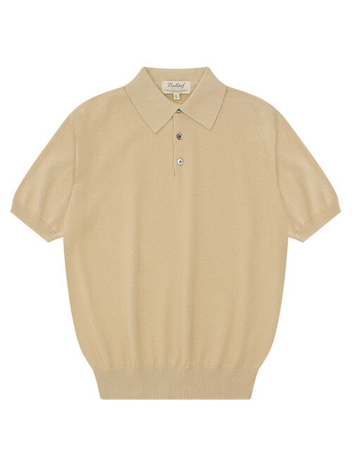 Essential Short Sleeve Polo Knit (Beige)