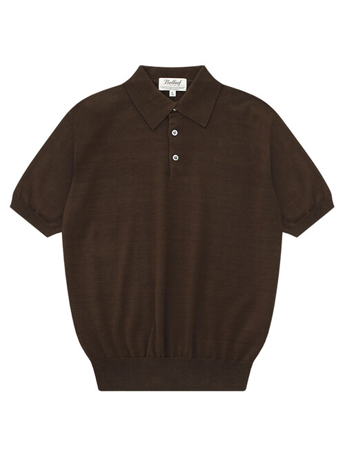 Essential Short Sleeve Polo Knit (Brown)