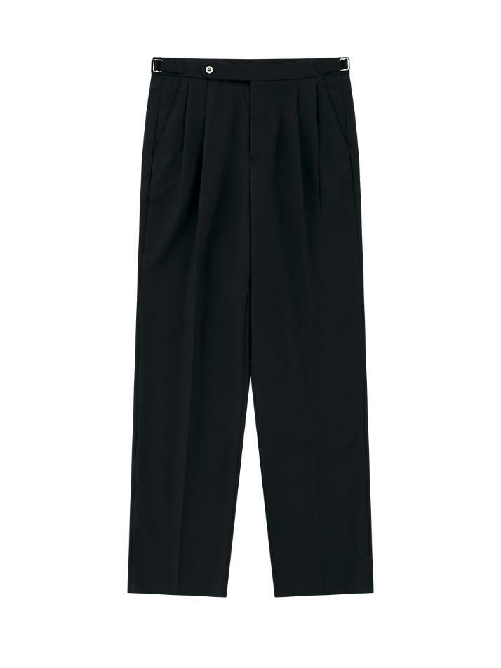 Wool Gabardine 2Pleats relaxed Pants (Navy)