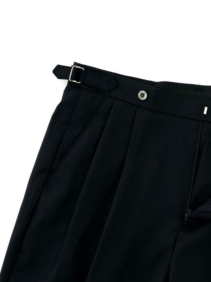 Wool Gabardine 2Pleats relaxed Pants (Navy)