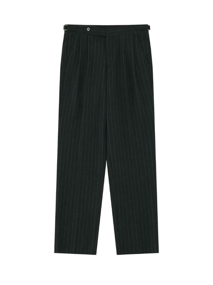 Wool stripe 2Pleats relaxed Pants (Charcoal)