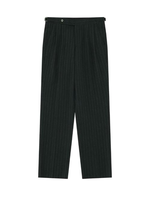 Wool stripe 2Pleats relaxed Pants (Charcoal)
