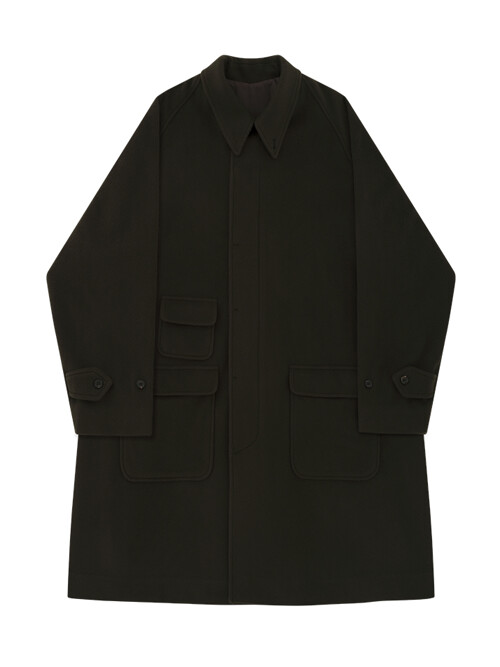 Wool comfort Raglan Coat (Dark Olive)