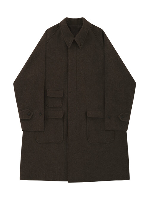 Wool comfort Raglan Coat (Brown)