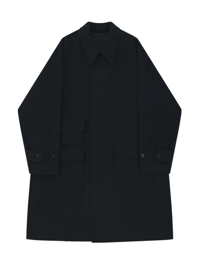 Wool comfort Raglan Coat (Navy)