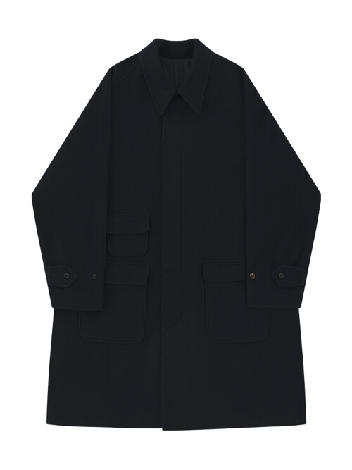 Wool comfort Raglan Coat (Navy)