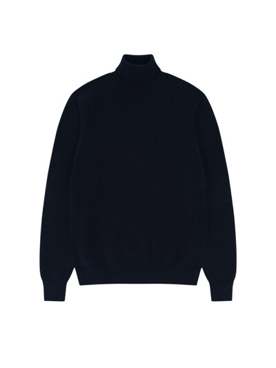 Wool soft Turtle Neck Knit (Navy)