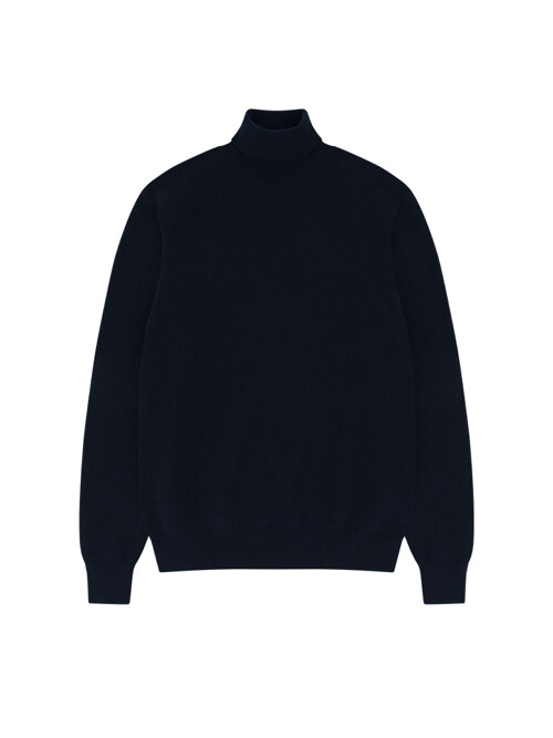 Wool soft Turtle Neck Knit (Navy)