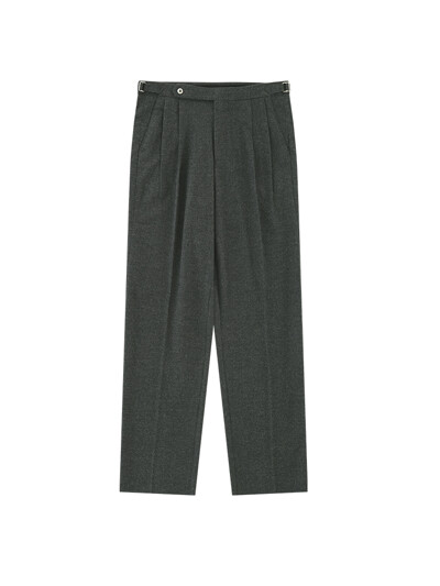 Wool Flannel adjust relaxed pants (Grey)