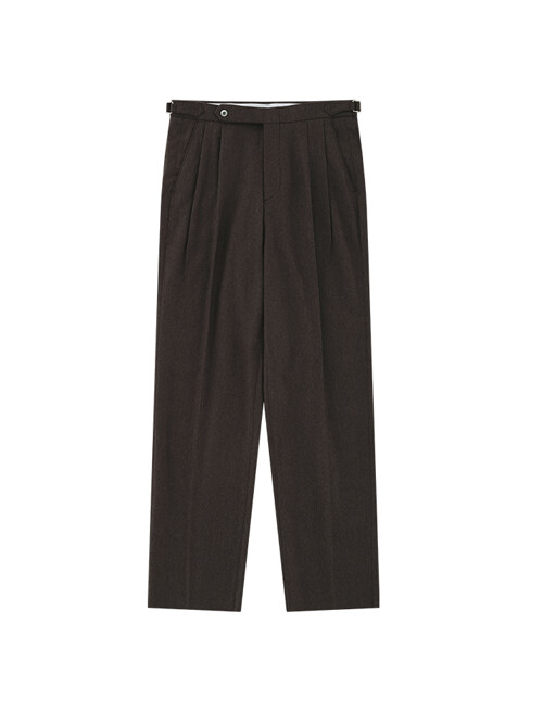 Wool Flannel adjust relaxed pants (Brown)