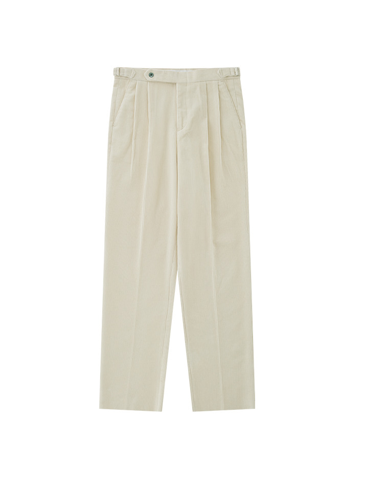 Corduroy adjust relaxed pants (Ecru)