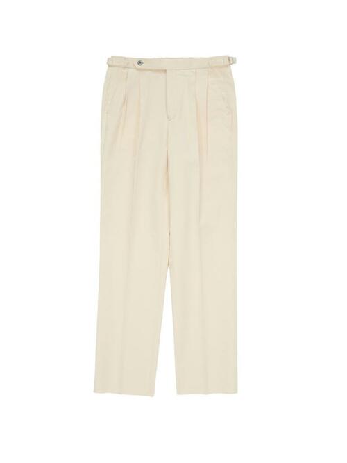 Cotton adjust Double Pleats relaxed Chino Pants (Ecru)