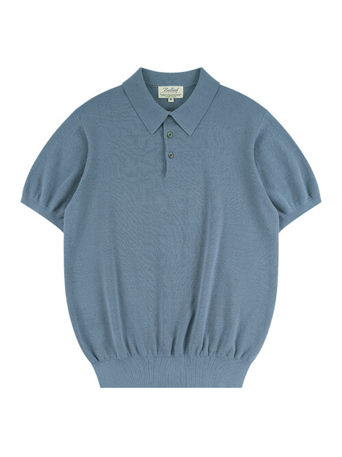 Essential Comfort Short Sleeve Polo Knit (Frozen Blue)