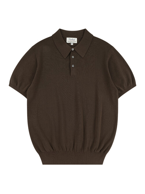 Essential Comfort Short Sleeve Polo Knit (Brown)